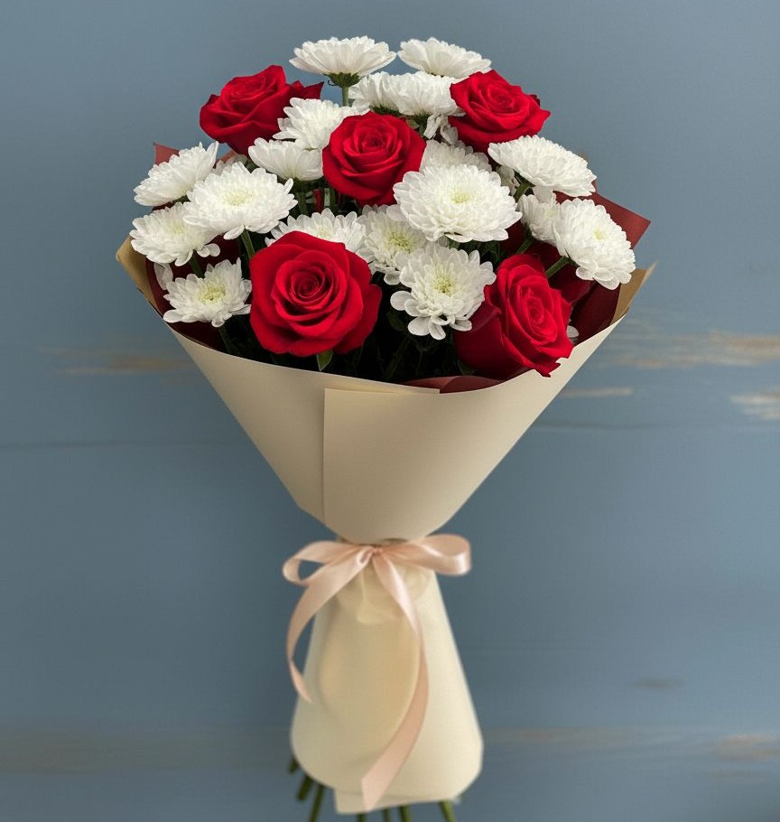 Букет цветов из: Розы и Хризантемы в Попутная