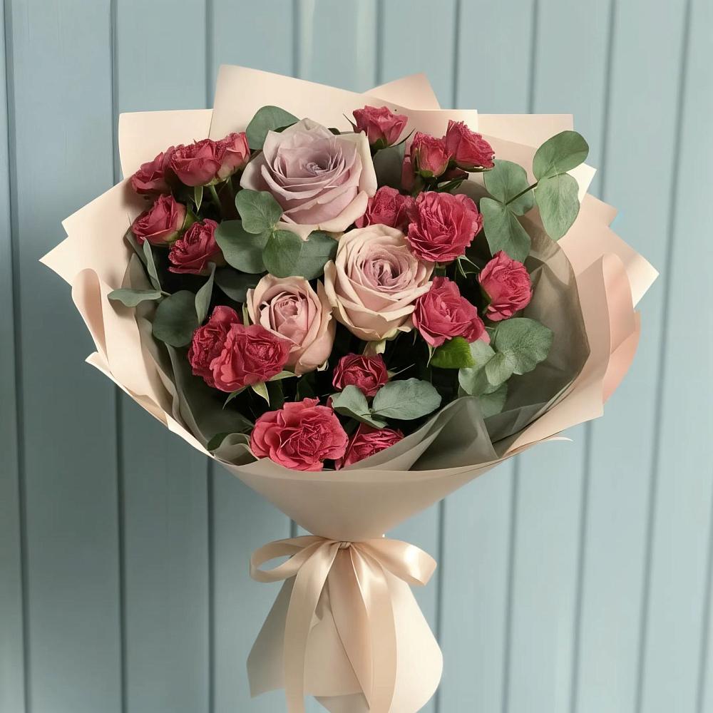 Букет цветов из: Гвоздики и Розы в Попутная