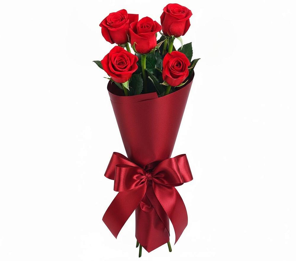 Букет 5 Красных роз Эдлесс Лав в Попутная