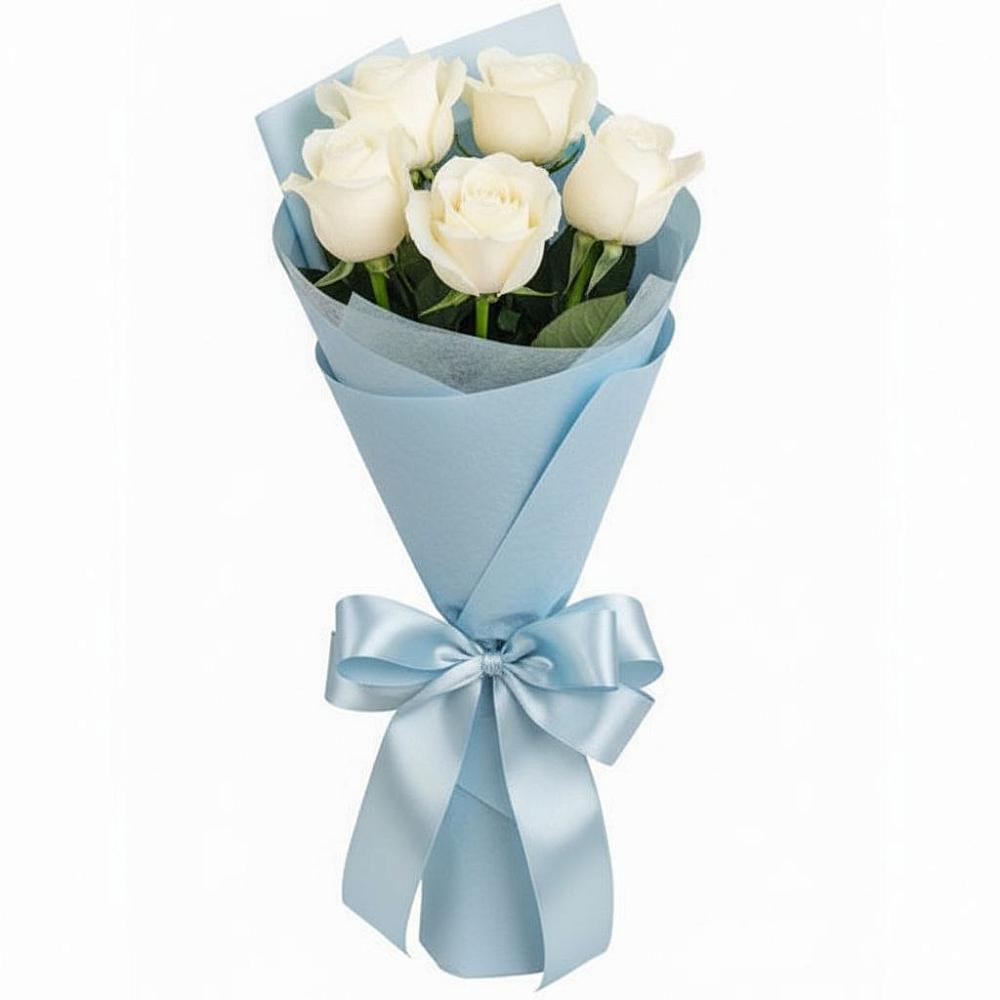 Букет 5 Белых роз Проуд в Попутная