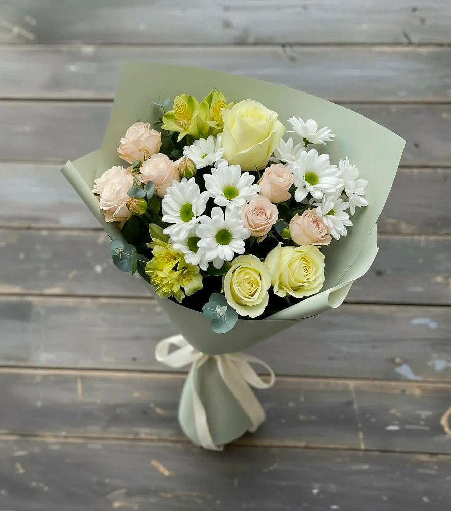 Букет цветов из: Альстромерии, Розы и Хризантемы в Попутная