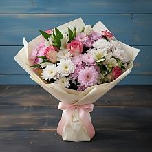 Букет цветов из:  Хризантемы, Альстромерии и Розы в Попутная