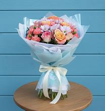 Букет цветов из:  Хризантемы и Розы в Попутная