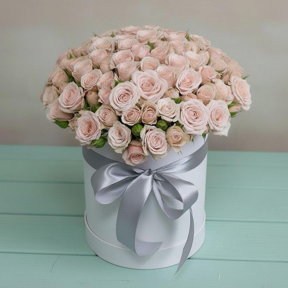 Цветочная композиция из Розы в шляпной коробке в Попутная